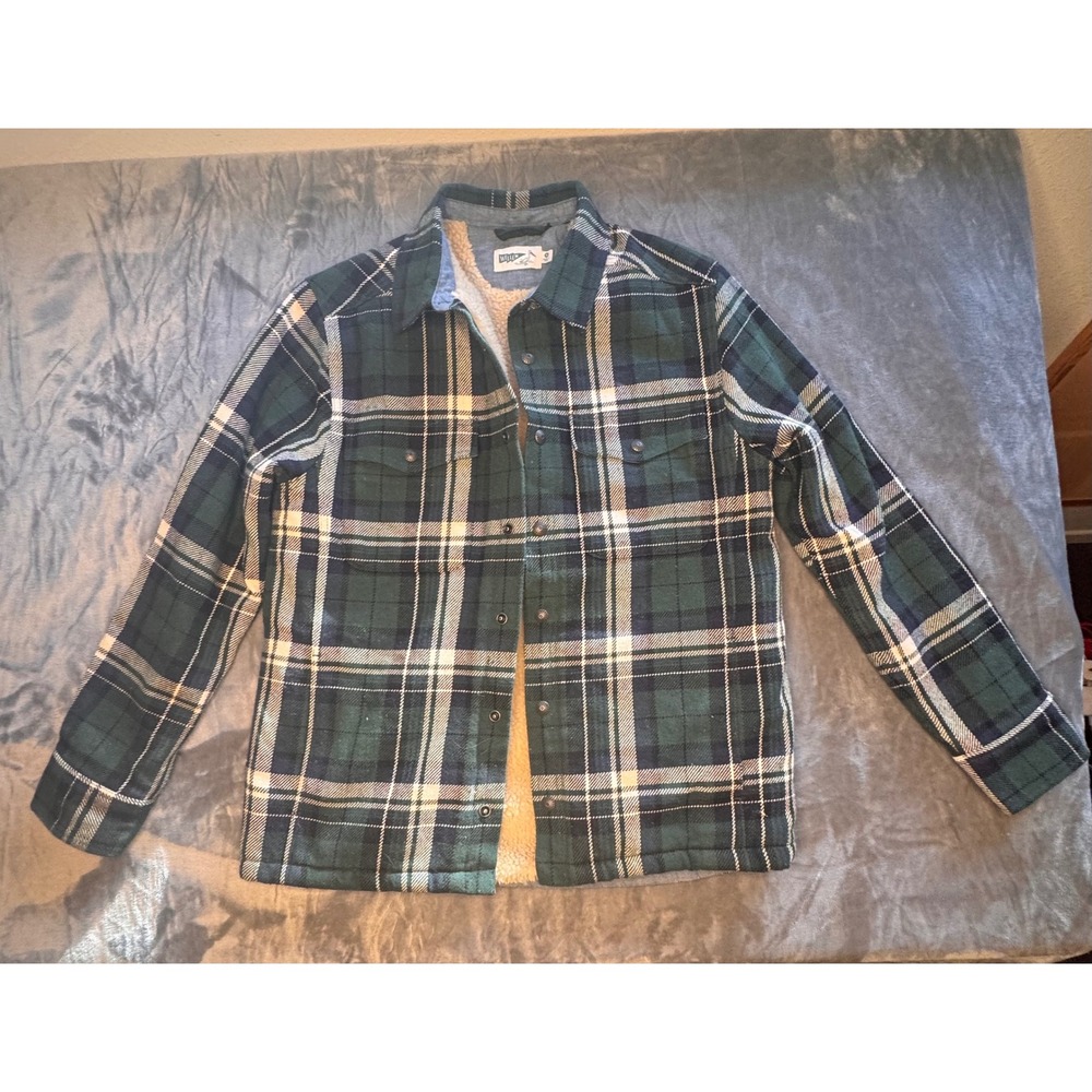 Wellen Mens Green Plaid Sherpa Lined Flannel Shirt Jacket Snap Front medium - Picture 4 of 6